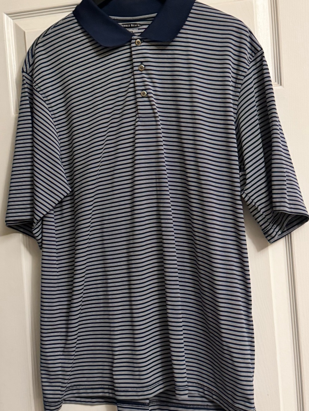 Pebble Beach Navy and Light Gray Striped Polo
